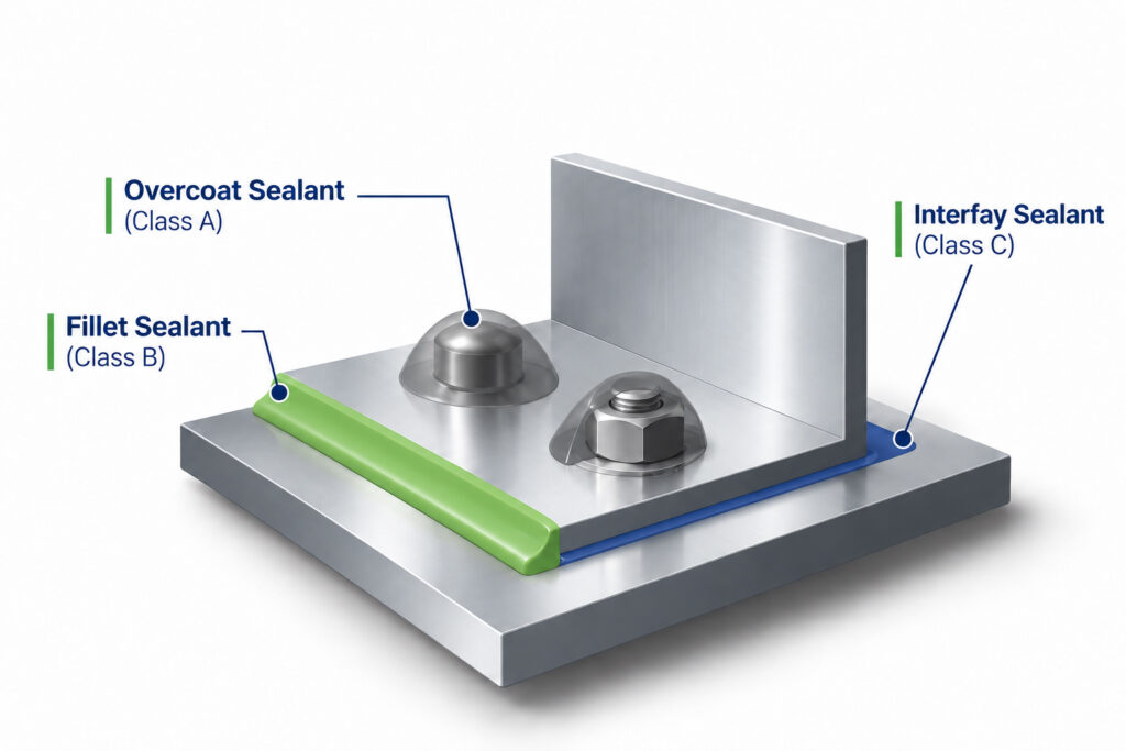 Infographic showing types of sealant according to their use.