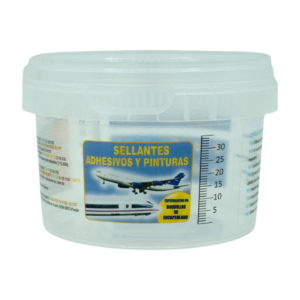 Transparent Pot with Offset Label with Lid 280ml ST-10270 - Aerospace Sealant Applications (ASA)